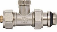 Invena 16mm x 1/2 Inch Straight Manual Return Outlet Radiator Valve PEX Compression Fittings