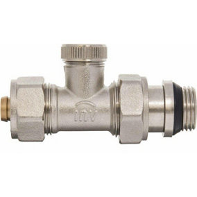 Invena 16mm x 1/2 Inch Straight Manual Return Outlet Radiator Valve PEX Compression Fittings
