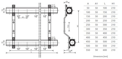 Invena 2-Ports Brass Heating Distributor Building Circuit Manifold System