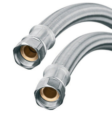 Invena 30cm Full Bore High Flow 3/4 x 3/4 Inch Flexible Hose Pipe Water Connector