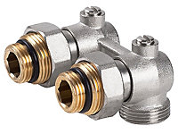 Invena Angled Double Shut-off Heater Valve Bottom Water Entry Downside Inlet
