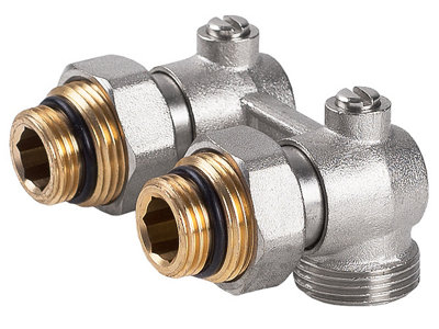 Invena Angled Double Shut-off Heater Valve Bottom Water Entry Downside Inlet