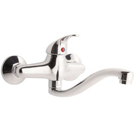 Invena Bathroom Bath Kitchen Mixer Water Tap Chrome Plated Faucet Wall Mounted