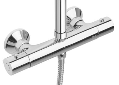 Invena Bathroom Set Showering Column Thermostatic Shower Mixer Pole Chrome Plated Steel - 3