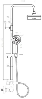 Invena Bathroom Set Showering Column Thermostatic Shower Mixer Pole Chrome Plated Steel - 7