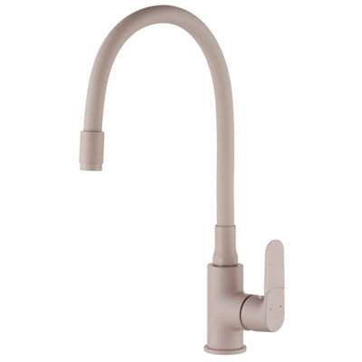 Invena Beige Elastic Spout Shape Memory Kitchen Mixer Tap Tall Inox Single Lever Faucet