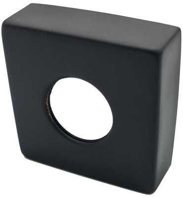Invena Black Finished Steel Square Shaped Collar Basin Shower Bath Tap Cover Rosette - 3