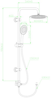 Invena Black Manual Shower Column 3-function Showerhead with Round Sliding Rainfall