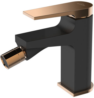 Invena Black/Rose Gold Brass Bathroom Bidet Faucet Mixer Tap + Click