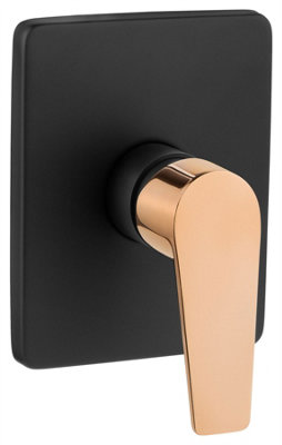 Invena Black/Rose Gold Brass Wall Concealed Shower Mixer Simple Tap Single Lever