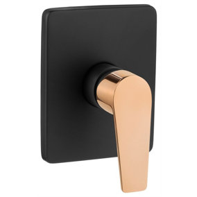 Invena Black/Rose Gold Brass Wall Concealed Shower Mixer Simple Tap Single Lever