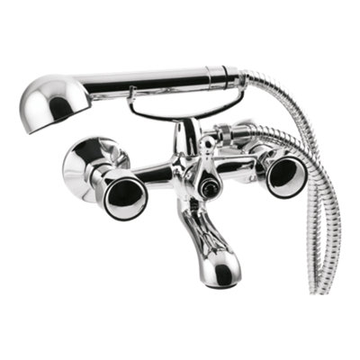 Invena Chrome Bath Tap Filler With Shower Mixer Wall Mounted