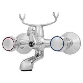 Invena Chrome Bath Tap Filler With Shower Mixer Wall Mounted