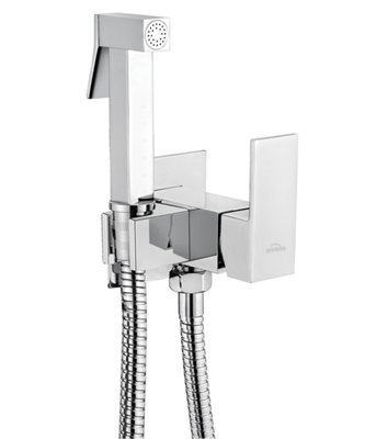 Invena Chrome Concealed Bidet Tap In-Wall Bathroom Wallmounted Brass Shower Sprayer Mixer