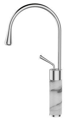 Invena Chrome/White Marble Kitchen Sink Tap Bathroom Basin Mixer Bar Standing Faucet