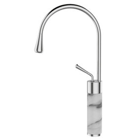 Invena Chrome/White Marble Kitchen Sink Tap Bathroom Basin Mixer Bar Standing Faucet