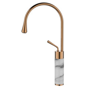 Invena Copper/White Marble Kitchen Sink Tap Bathroom Basin Mixer Bar Standing Faucet
