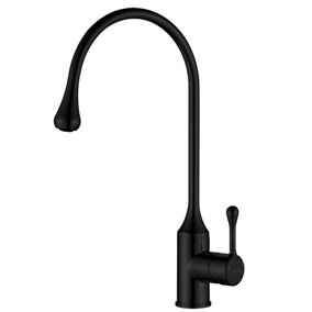 Invena Droplet Shape Spout Matte Black Kitchen Sink Mixer Faucet Tall Single Lever Tap