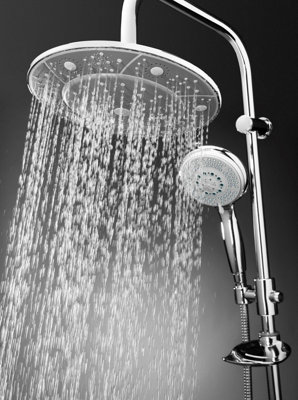 Invena Exposed Bathroom Mixer Shower Rain Pole Valve Tap Multifunction Set - 3