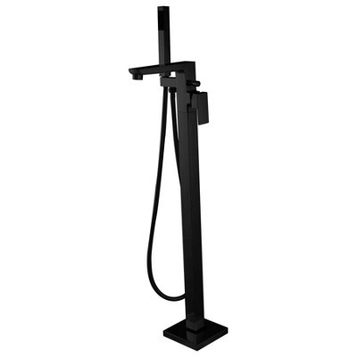 Invena Freestanding Black Bath Tap Rectangle Shaped Bathtub Tall Faucet ...