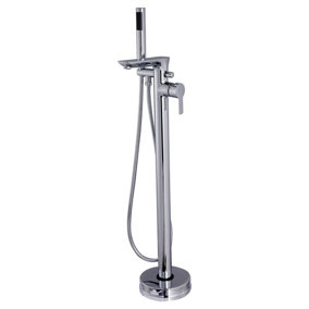 Invena Freestanding Chrome Bath Tap Single Lever Bathtub Tall Faucet Shower Mixer