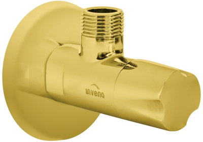 Invena Gold Brass 1/2" x 1/2" BSP Basin Hose Valve Water Tap Cut-Off