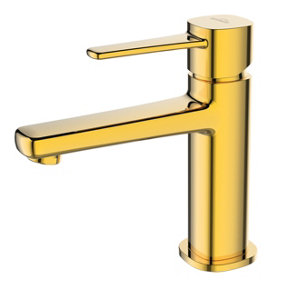 Invena Gold Brass Bathroom Basin Tap Sink Faucet Single Lever Standing Mixer