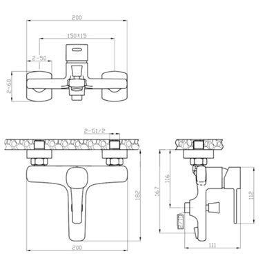 Invena Gold Brass Bathtub Mixer Tap Bathroom Bath Faucet Single Lever Wall Mounted