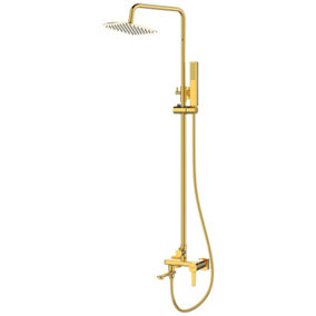 Invena Gold Finishing Shower Set Rainfall Bathroom Mixer Tap Wall Column Handshower