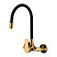 Invena Gold Wall Mounted Kitchen Tap Elastic Spout Faucet Single Lever Water Mixer
