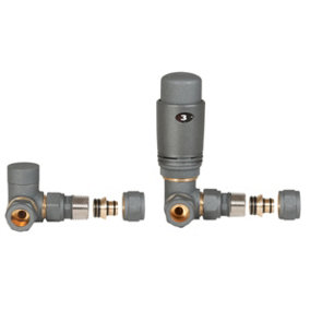 Invena Graphite Axial Thermostatic Angled Set Heater PEX/Copper Radiator Connection