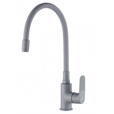 Invena Gray Elastic Spout Shape Memory Kitchen Mixer Tap Tall Inox Single Lever Faucet