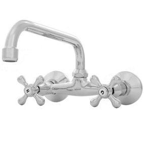 Invena Kitchen Bath Water Mixer Tap Cross Head 'C' Type Wall Mounted Traditional