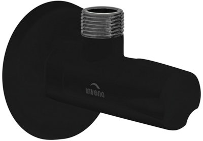 Invena Matte Black Brass 1/2" x 1/2" BSP Basin Hose Valve Water Tap Cut-Off