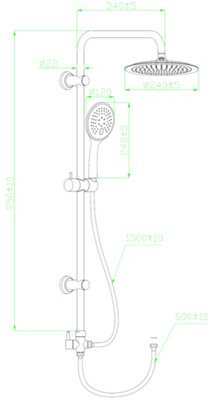 Invena Shower Column Multi Function Showerhead Large Sliding Rainfall Black Colour