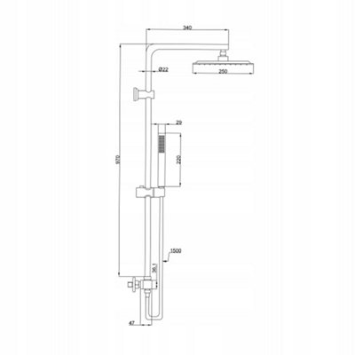 Invena Square Rainfall Black Brass Shower Column Wallmounted Thermostatic Mixer - 4