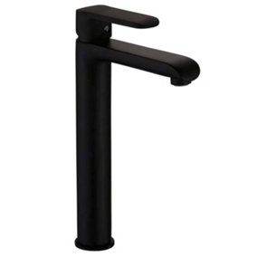 Invena Tall Black Matte Bathroom Sink Faucet Elegant Basin Mixer Single Lever Tap