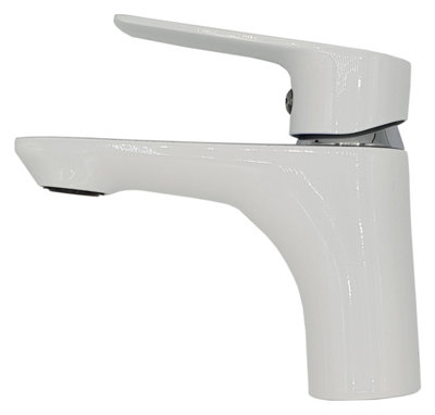 Invena White/Chrome Bathroom Sink Elegant Standing Mixer Tap Single Lever Tap