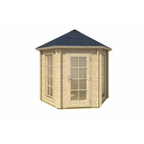 Inverness 44-Log Cabin, Wooden Garden Room, Timber Summerhouse, Home Office - L320 x W277.1 x H289.6 cm