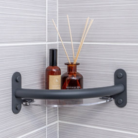 Invisible Creations - Black Corner Shelf with Integrated Grab Rail