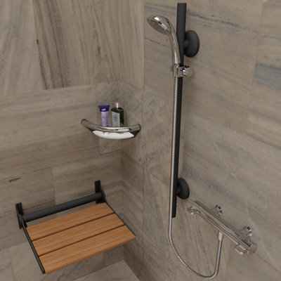 Invisible Creations - Dual-Function Shower Riser Rail with Safety Grab Rail