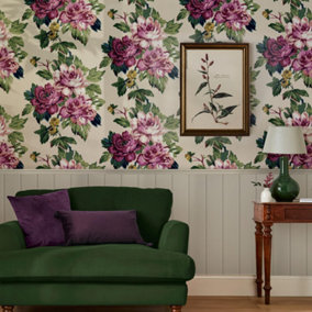Invite Large Floral Creme Wallpaper