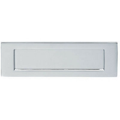 Inward Opening Letterbox Plate 220mm Fixing Centres 255 x 80mm Polished Chrome