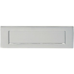 Inward Opening Letterbox Plate 242mm Fixing Centres 278 x 95mm Polished Chrome