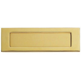 Inward Opening Letterbox Plate 258mm Fixing Centres 282 x 80mm Polished Brass