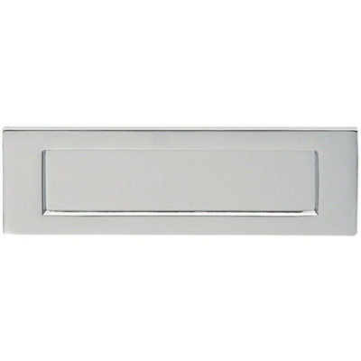 Inward Opening Letterbox Plate 275mm Fixing Centres 306 x 104mm Satin Chrome