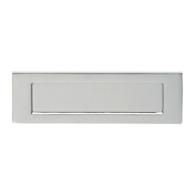 Inward Opening Letterbox Plate 275mm Fixing Centres 306 x 104mm Satin Chrome