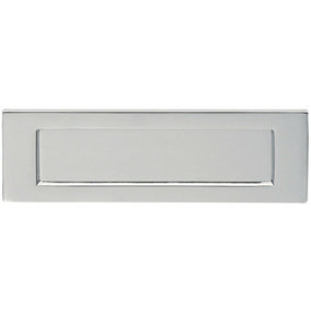 Inward Opening Letterbox Plate 325mm Fixing Centres 358 x 113mm Polished Chrome