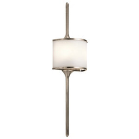 IP 44 Twin Wall Light Centralised White Glass Shade Classic Pewter LED G9 3.5W