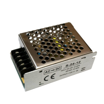 IP20 12V 2A 24W DC Power Supply Adapter, AC 100-120V to DC 12V LED ...